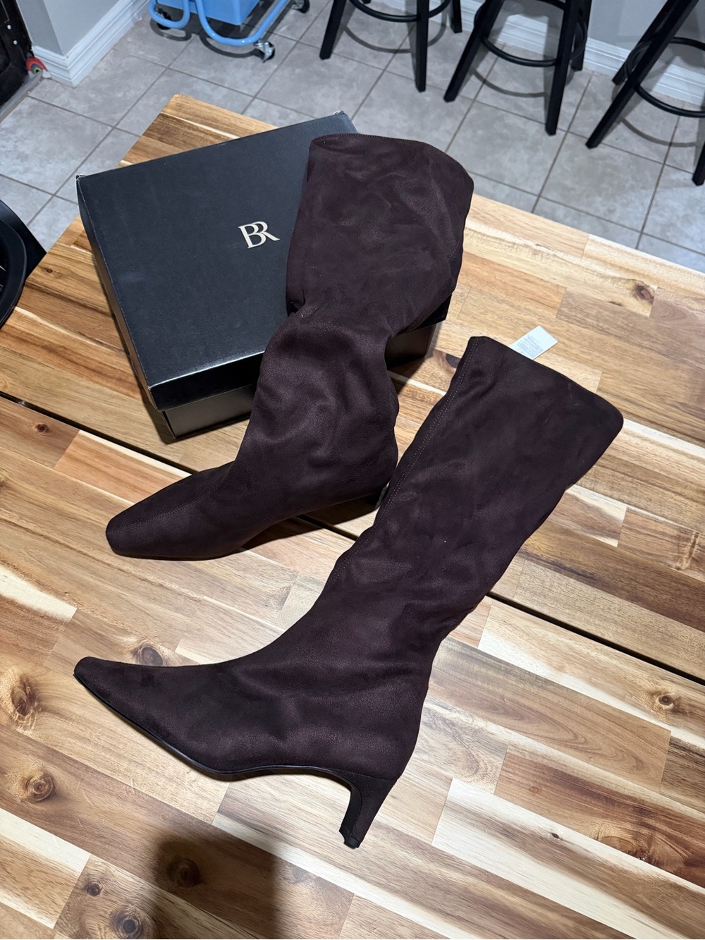 Banana Republic Dark Brown Suede Knee-High Pointed-Toe Boots